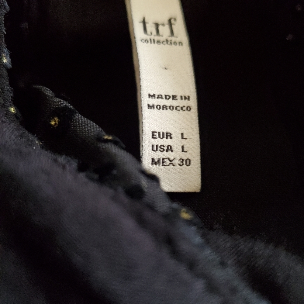 Zara TRF Black Metallic Gold Dot Print Velvet SZ L - Picture 7 of 8